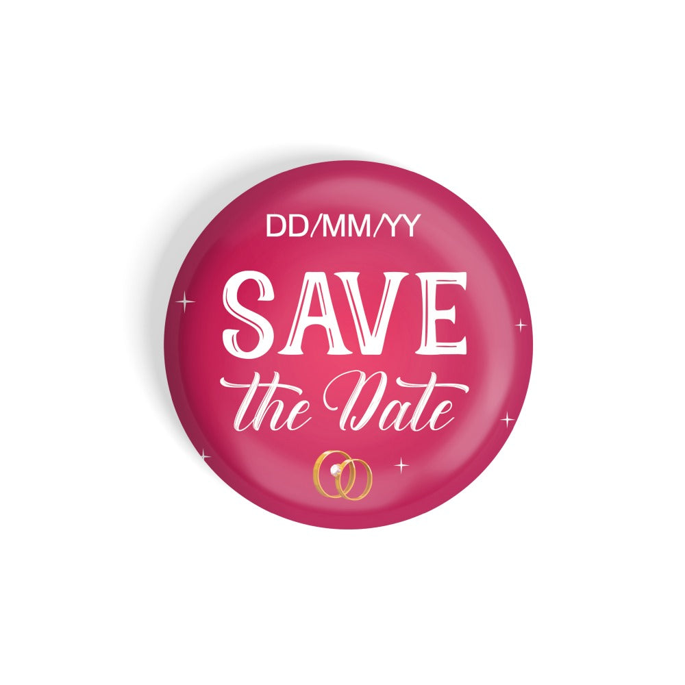 dhcrafts Round Fridge Magnet Pink Color Customised Save The Date D5 Glossy Finish Design Pack of 1 (58 mm)